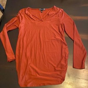Derek Heart Copper Color Medium long Sleeve top rouched sides maternity